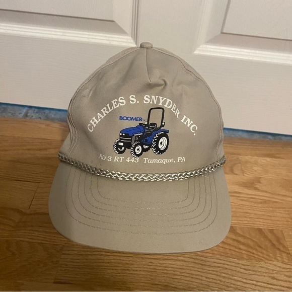 Vintage New Holland Rope SnapBack Trucksr Hat Boomer Tractor Charles Snyder - Picture 2 of 9